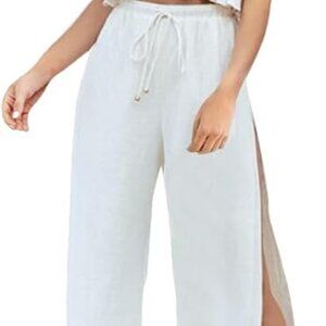 Stylish White string tie beach Pants